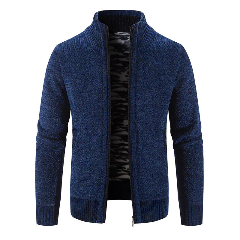 Men's Fleece Lined Knitwear Jacket for Autumn Winter