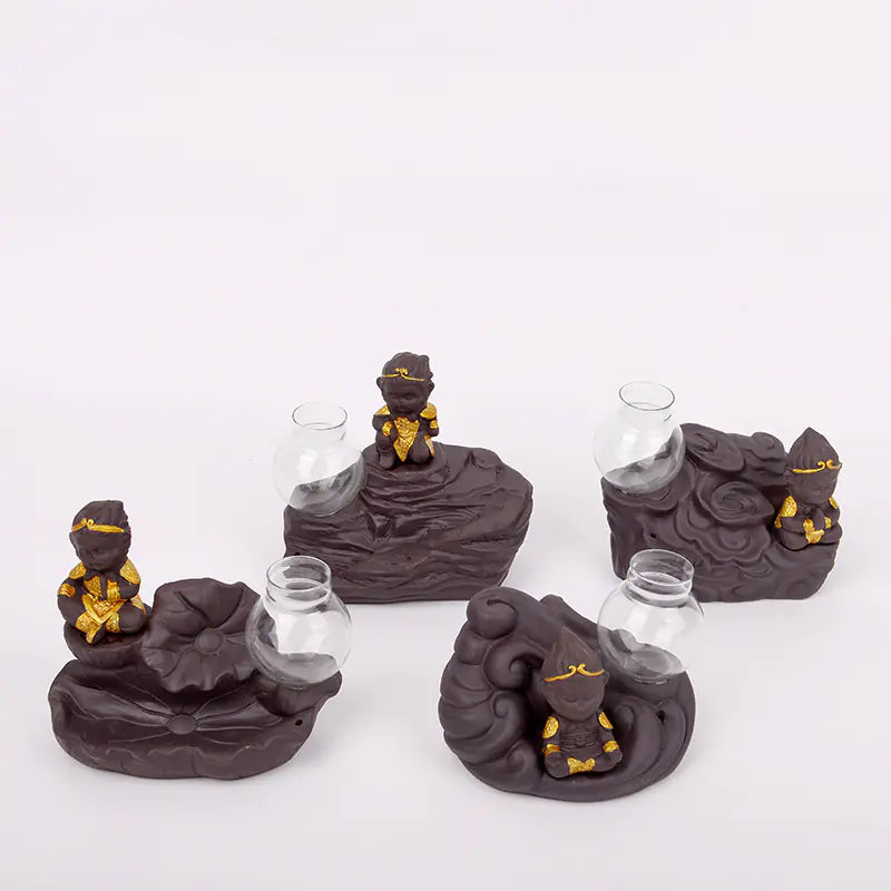 Ceramic Incense Burner with Creative Sun Wukong Design - Joomcy