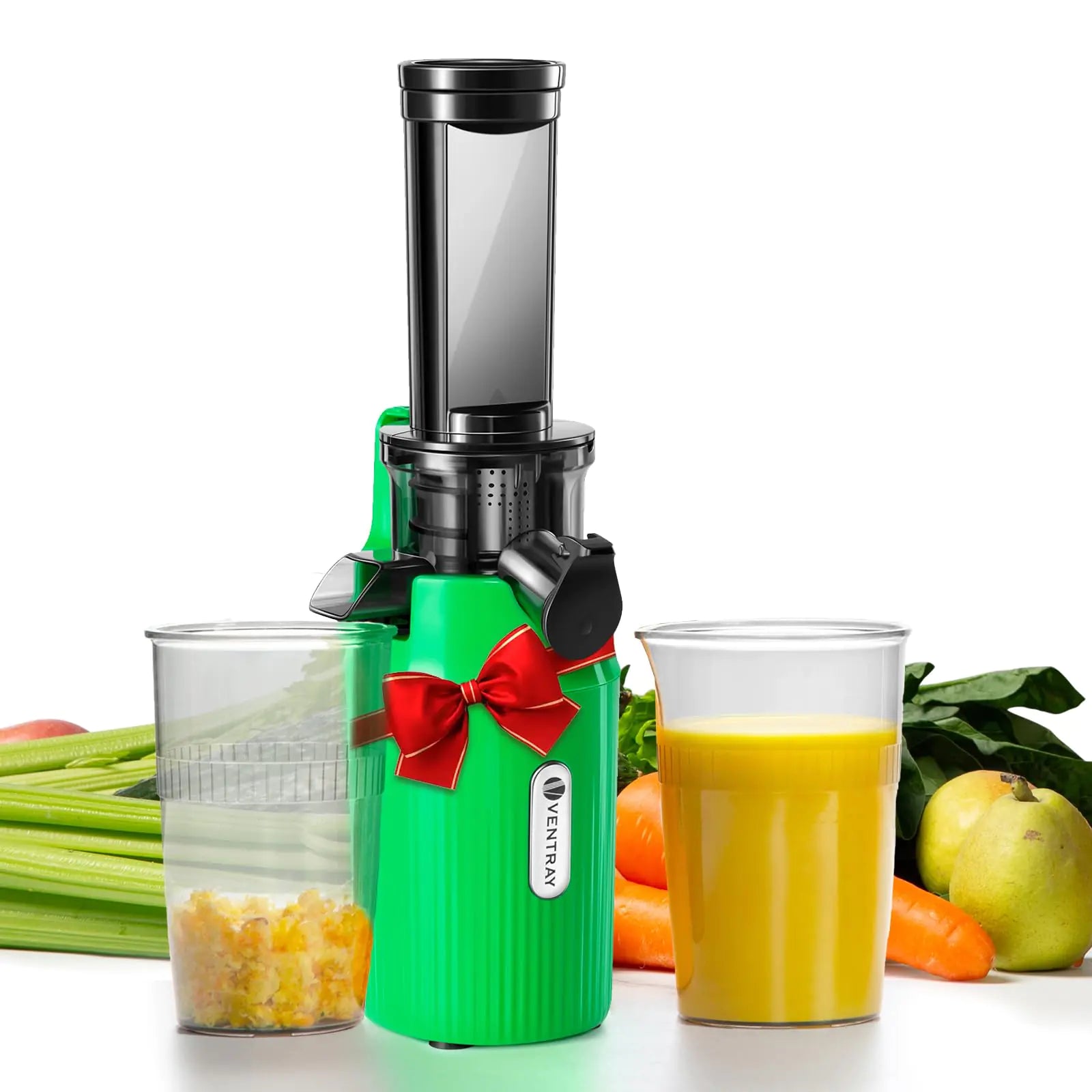 Ventray Ginnie Mini Cold Press Juicer Small Slow Masticating Juicer for Vegetables Fruits High Juice Yield Easy to Clean Space-Saving Fit for Personal/Travel/Picnic/Office - Green