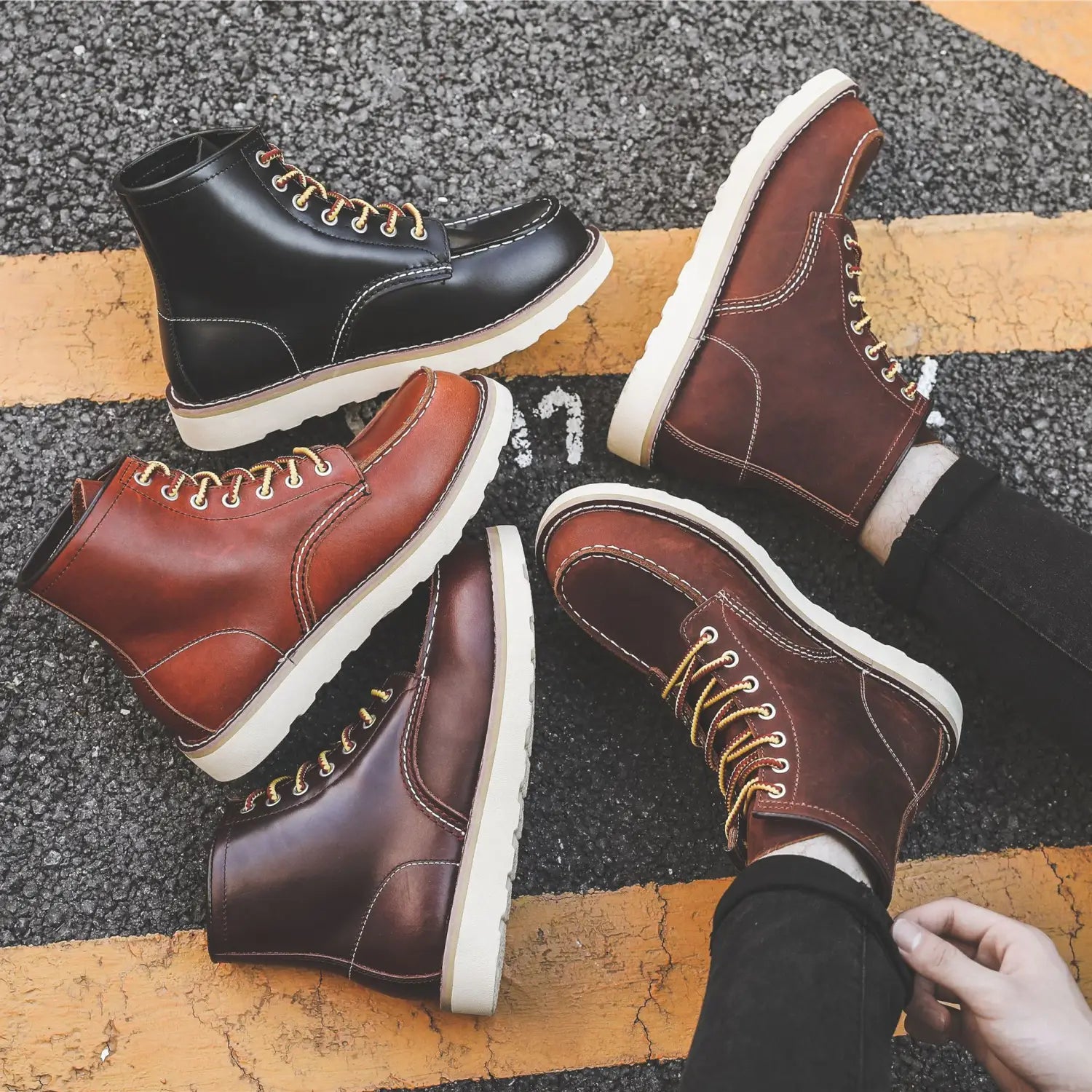 Men’s Retro Slip-On Flat Martin Workwear Boots