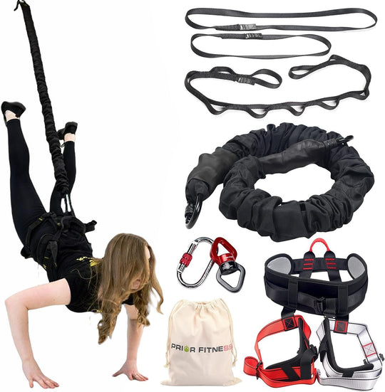 PRIOR FITNESS Bungee Fitness Set Professional 4D Flying Exercise Bungee Kit with Rigging Hardware Heavy Duty Bungee Dance Rope Sturdy Antigravity Bungee Workout Equipment for Home Gym Studio L