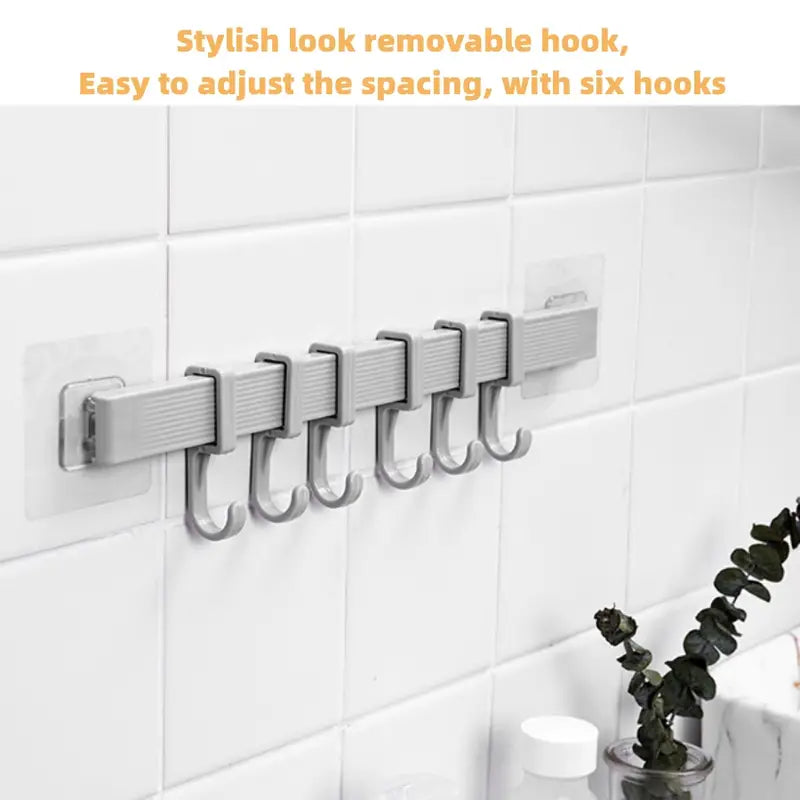 Powerful No-Trace Wall-Mounted Suction Hook with 6 Links