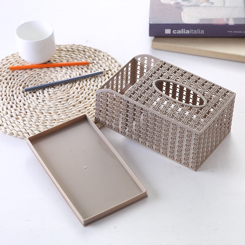 Minimalist Rattan-Style Tissue Box for Home Use