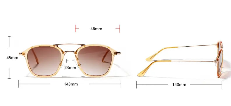 Retro Double Beam Sunglasses with Artistic Square Frame
