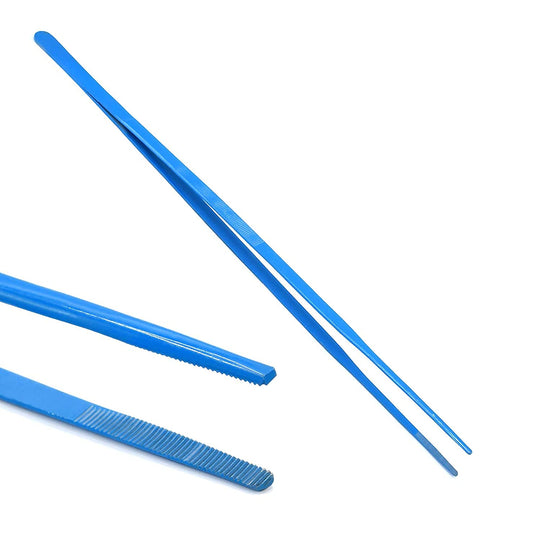 AAProTools Aquarium Tweezers Stainless Steel Straight Tweezer with Blue Protection Coating Against Rust Long Reptiles Feeding Tongs for Aquatic Plants Spider Snakes Lizards 24 inch - Blue Straight