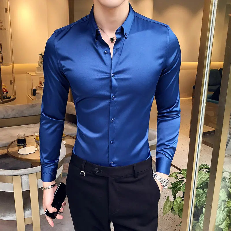 Men’s Fashionable Long Sleeve Casual Shirt - Slim Fit