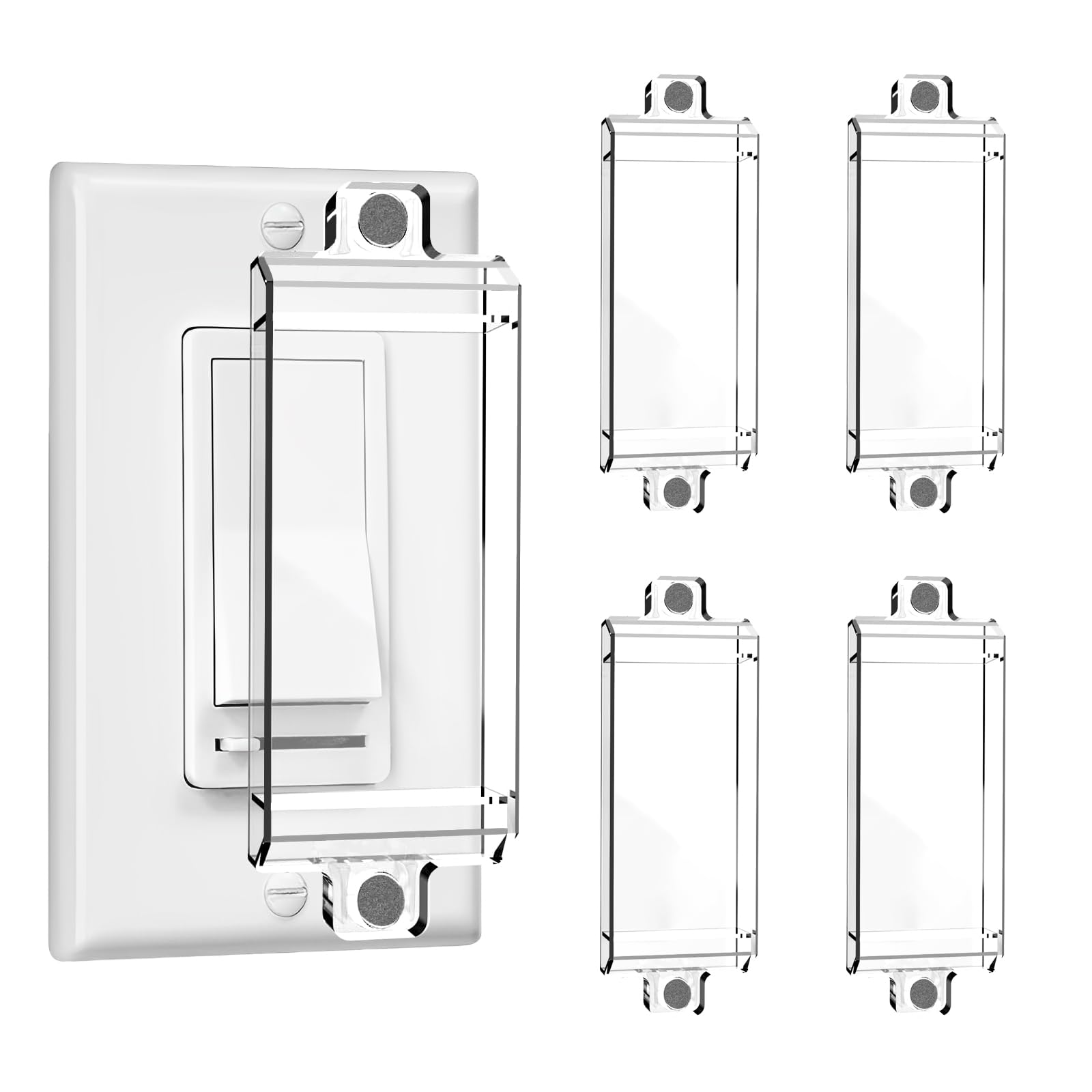 4 Pack Light Switch Cover Guard Magnetic Light Switch Lock Clear Wall Switch Guard for Flat Modern Switches