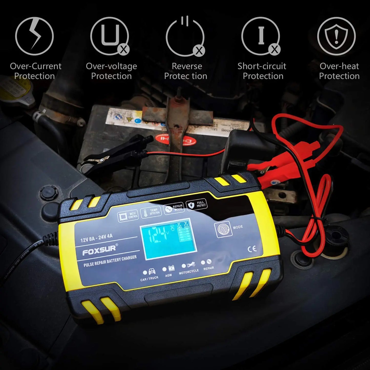 LCD Display Motorcycle Battery Charger - Joomcy