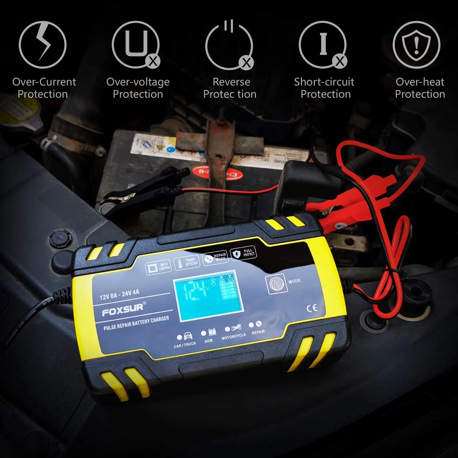 LCD Display Motorcycle Battery Charger - Joomcy