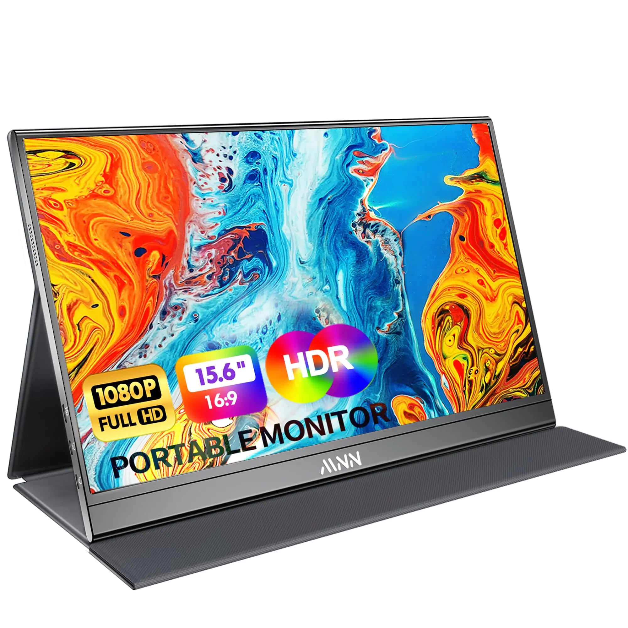 MNN Portable Monitor 15.6inch FHD 1080P USB C HDMI Gaming Ultra-Slim IPS Display w/Smart Cover & SpeakersHDR Plug&Play External Monitor for Laptop PC Phone Mac