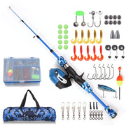 doorslay Kids Fishing Rod and Reel Combo Full Kit 1.2m/3.94FT Telescopic Casting Rod Pole with Spincast Reel and Hooks Lures Swivels Carry Bag