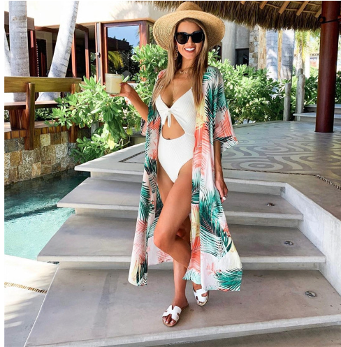 Printed Vacation Sun Protection Beach Cover-Up Cardigan