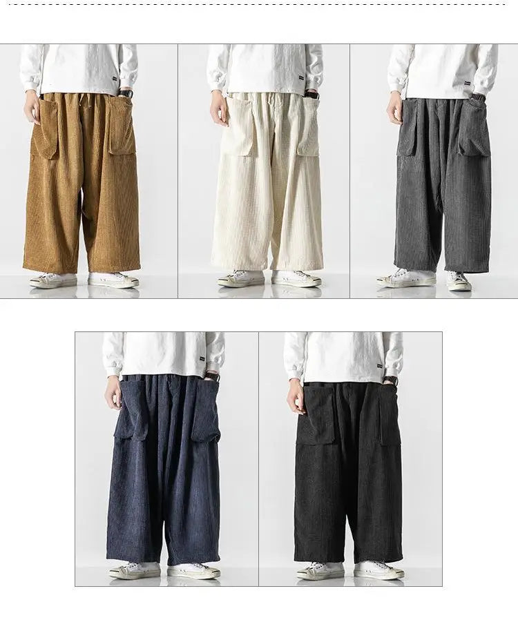 Men’s Loose Wide Leg Corduroy Straight Pants