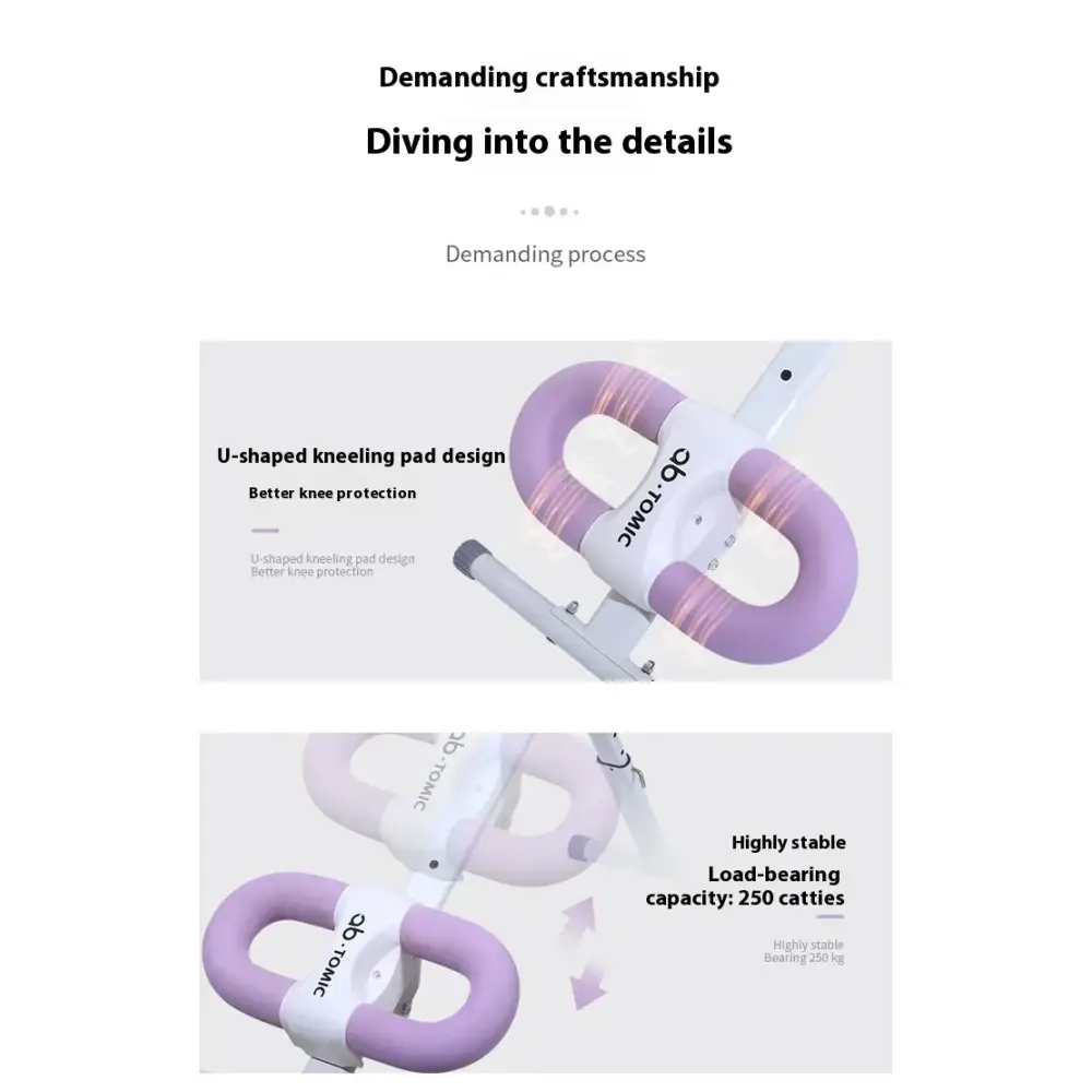 Purple u-shaped kneeling pad with white branding and a load-bearing capacity of 250 kg.