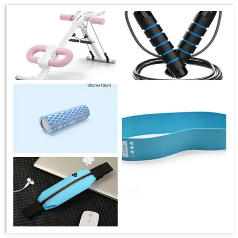 Blue foam roller with textured surface and white center