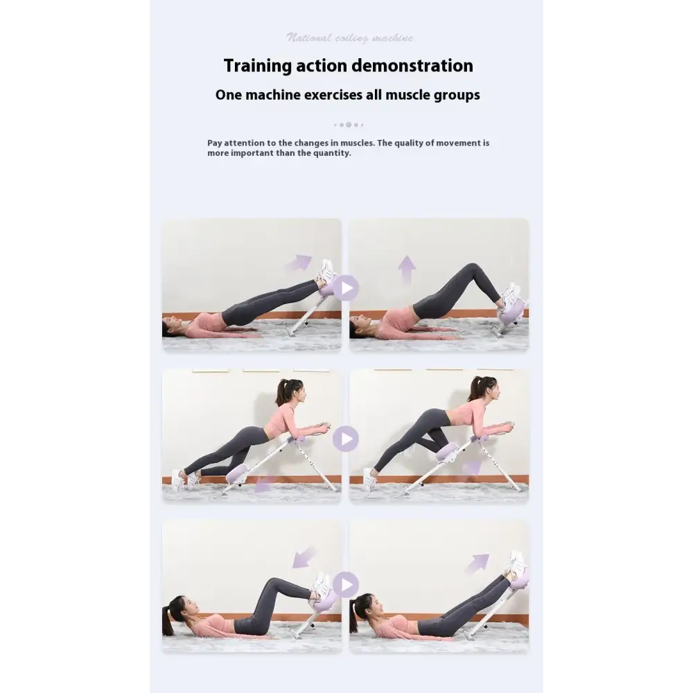 White and pink adjustable resistance training machine with padded handles for core workouts