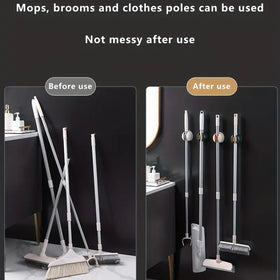 Wall-Mounted Mop Holder with Adhesive Hook (1 Piece)