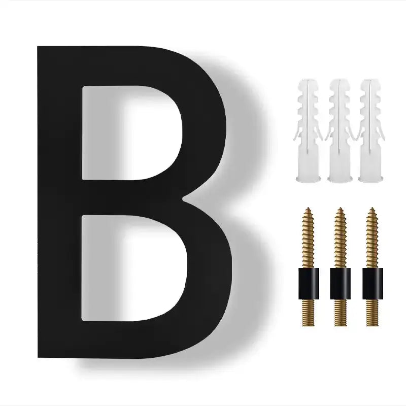 Black metallic letter b wall mount.