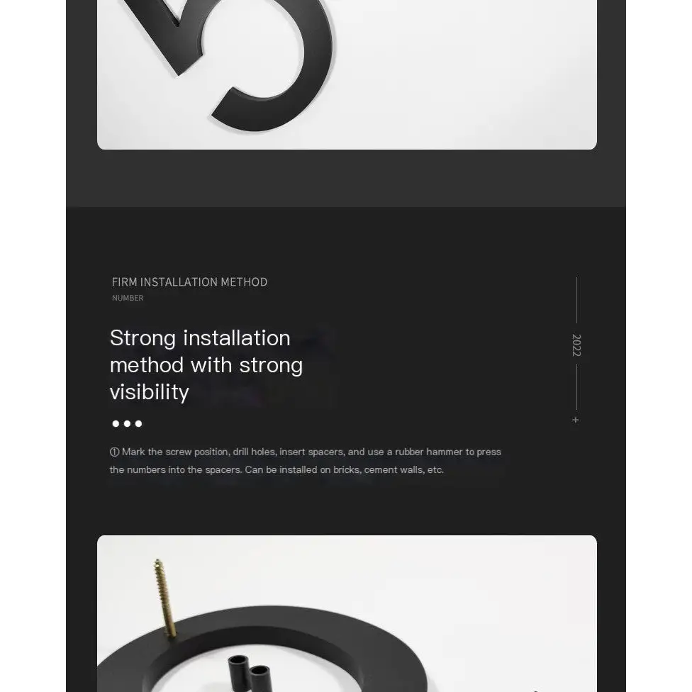 Black circular wall-mounted number plaque with a sleek, modern design.
