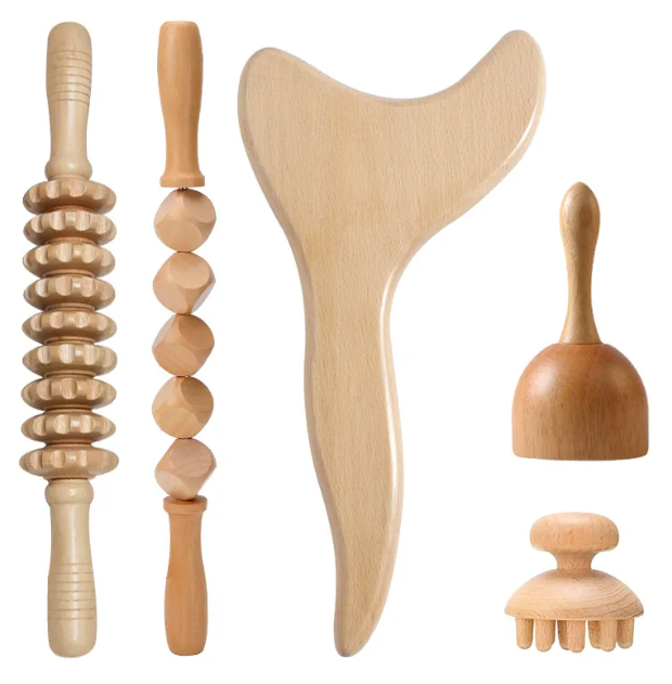 Wooden Anti-Cellulite Hand Massage Roller Set (Multiple Options)