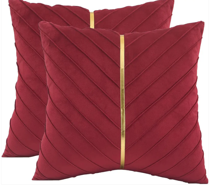 Decorative Gold Leather Throw Pillow Covers 18x18 (Set of 2)