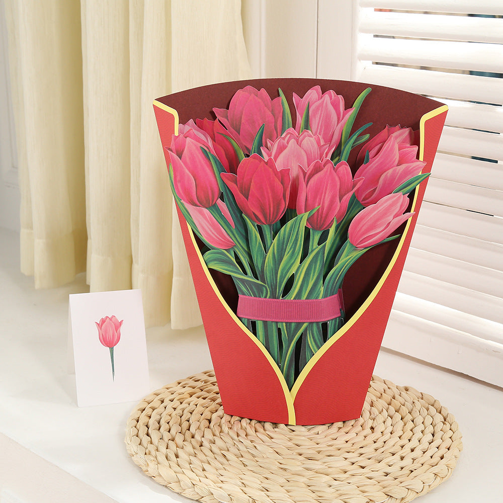 Creative 3D Flower Bouquet Mother's Day Cards