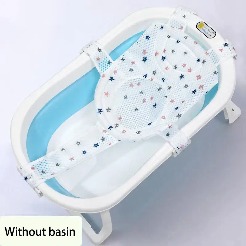 White star-patterned mesh safety harness for baby bath tub