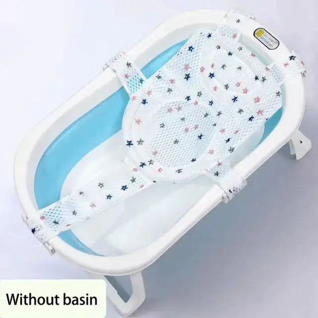 White star-patterned mesh safety net for baby bathtub.