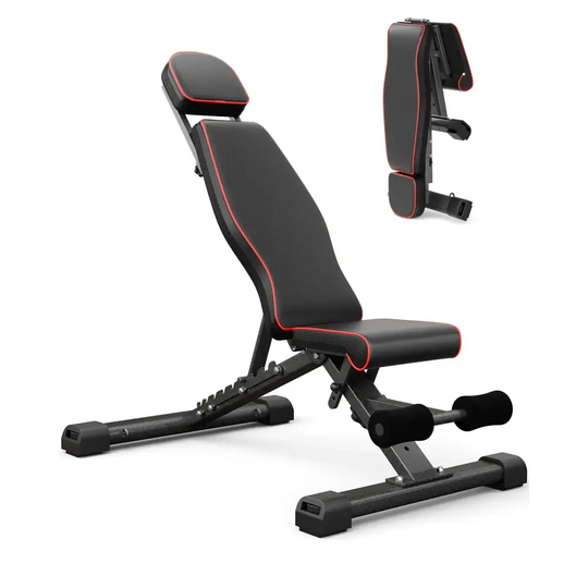 Adjustable Weight Bench for Bench Press 880LBS Stable Workout Bench with Bench Press Rod/Extended Head Foldable 90 Degree Weight Benches for Home Gym Incline/Decline Bench Exercise Bench