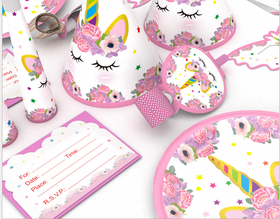 Pink Unicorn Birthday Party Decoration Set (16 Pieces)