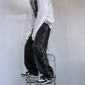 Niche Wide Leg American Jeans for Men in Hip Hop Style