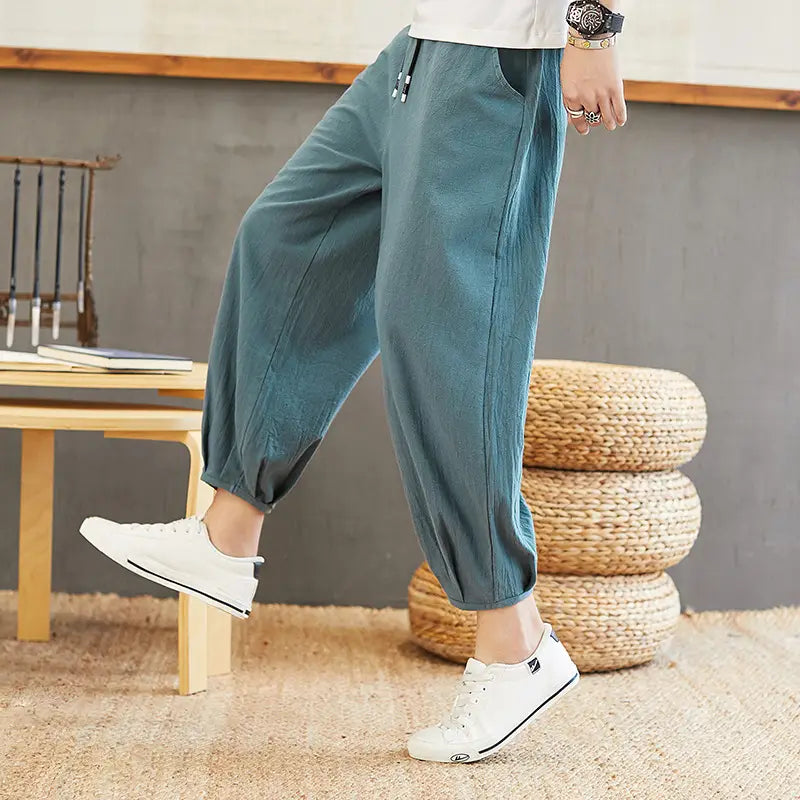 Men's Chinese Style Wide-leg Pants