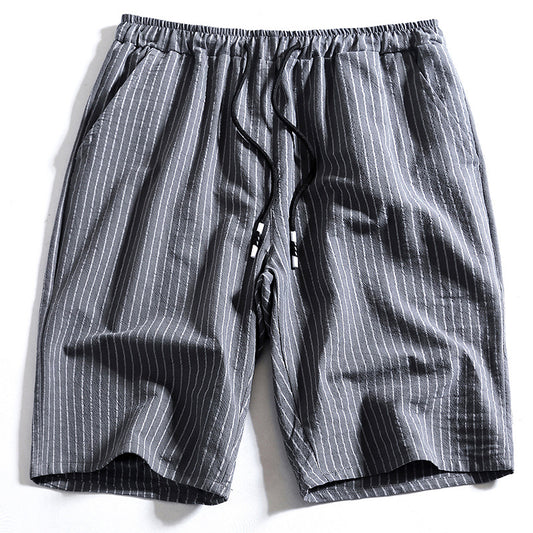 Men's Striped Cotton Five-Point Shorts