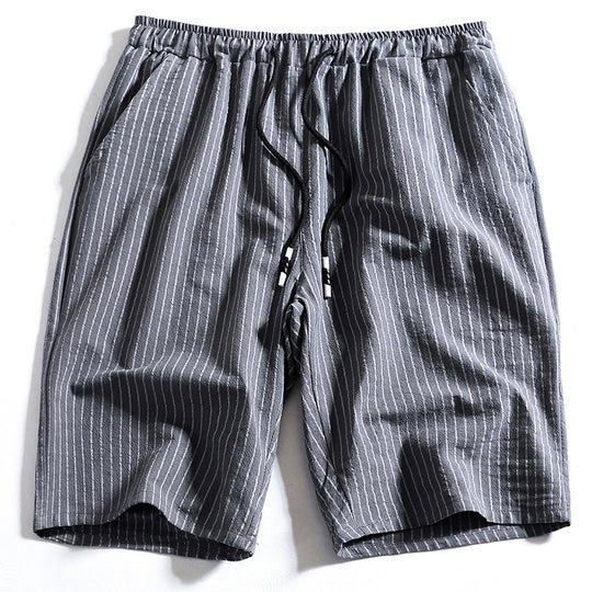 Men's Striped Cotton Five-Point Shorts