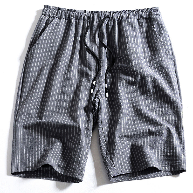 Men's Striped Cotton Five-Point Shorts
