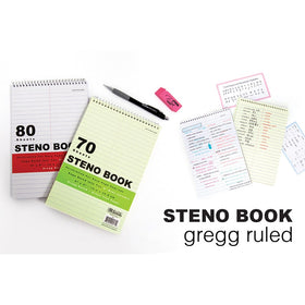 70 Ct. 6" X 9" Green Tint Gregg Ruled Steno Book