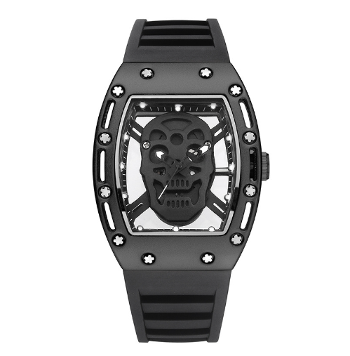 Men's Waterproof Quartz Sports Watch with Skull Design