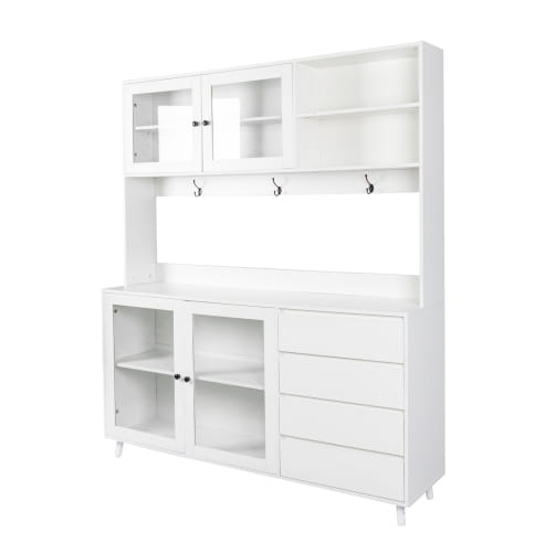63W Large Kitchen Hutch Cabinet Freestanding Pantry Cabinets Storage Kitchen Cupboard With 4 Doors 4 Drawers &