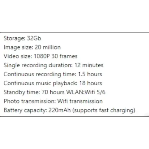 32gb storage smartphone with 1080p 30 frames per second video recording capability and a 220mah battery that supports fast charging.