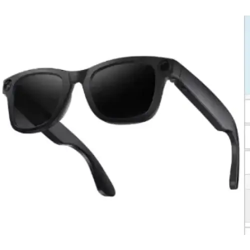Black-framed sunglasses with dark lenses and a sleek, modern design.