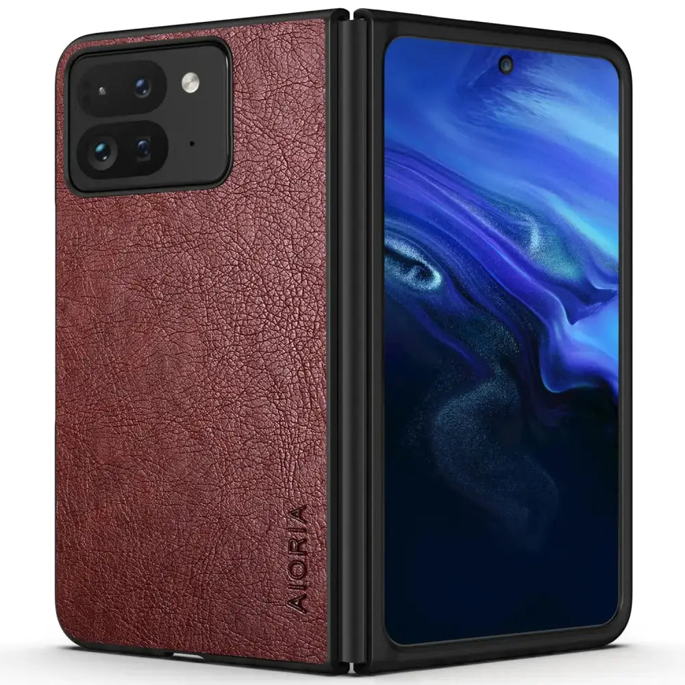 AIORIA Case for Google Pixel 9 Pro Fold 8.0" Screen Premium PU Leather Cover Retro Business Design Full Protective Case for Google Pixel 9 Pro Fold Case (Coffee)