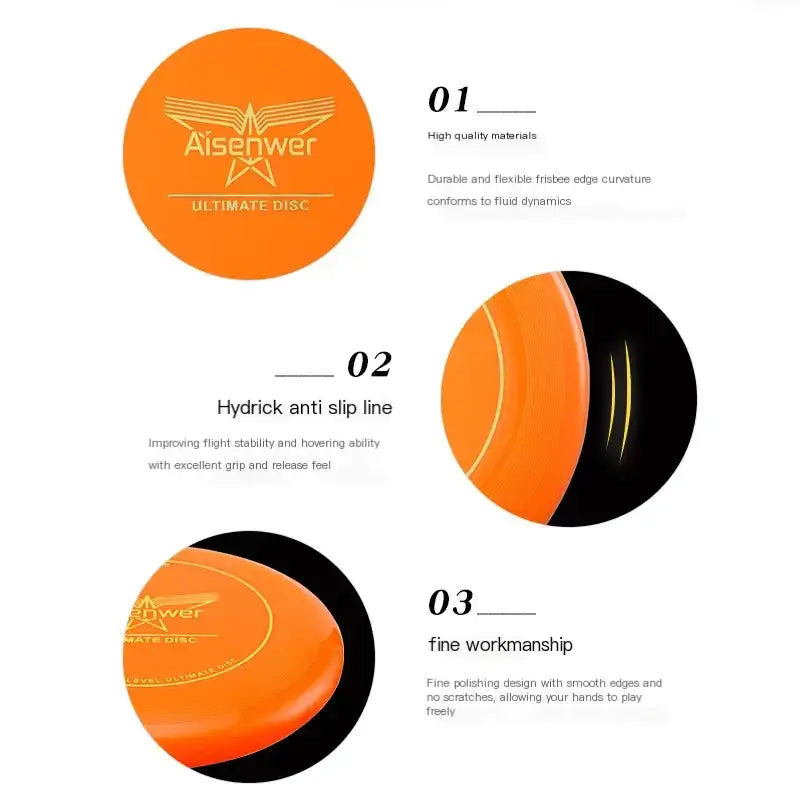 Orange aisenwer ultimate disc with a black and orange design, featuring the brand logo in gold lettering.