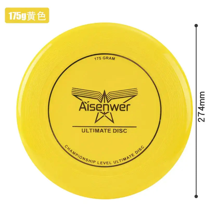 Bright yellow aisenwer ultimate disc, 175 grams and 274mm in diameter.
