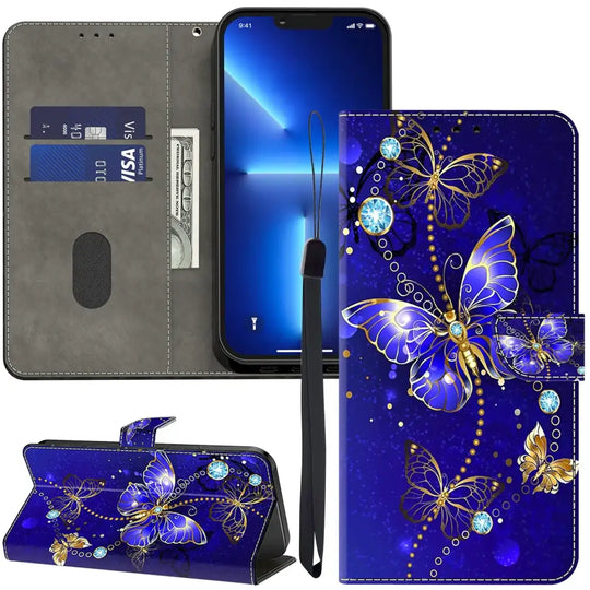 ALILANG for Google Pixel 9 Pro XL Wallet Case with Credit Card Holder Flip Book PU Leather Protective Magnetic Cover for Pixel 9 Pro XL Case-Diamond Butterfly