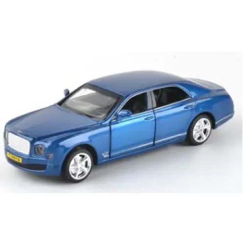Blue metallic die-cast model of a bentley mulsanne.