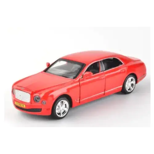 Red die-cast model of a bentley mulsanne.