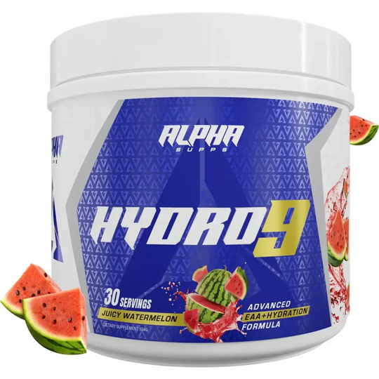 Alpha Supps Hydro 9 Aminos | EAA + Hydration Formula | Essential Amino Acids EAAs Powder with BCAAs & Electrolytes 30 Servings - Juicy Watermelon