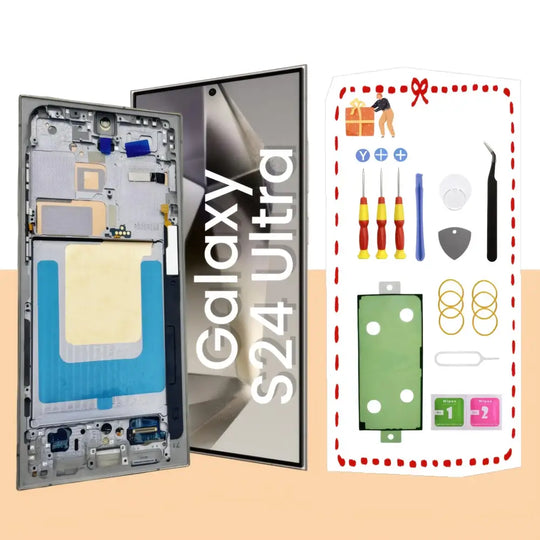 AMOLED for Samsung Galaxy S24 Ultra 5G LCD Display Screen Assembly Replacement for Samsung S24 Ultra Touch Digitizer Screen with Frame Toolkits S928U S928A US Version (Titanium Gray)