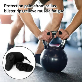 Black rubber palm protectors with textured grip and zipper closure.