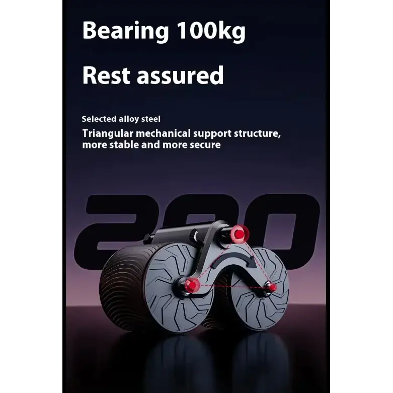 Black and red roller with a triangular mechanical support structure made of selected alloy steel.